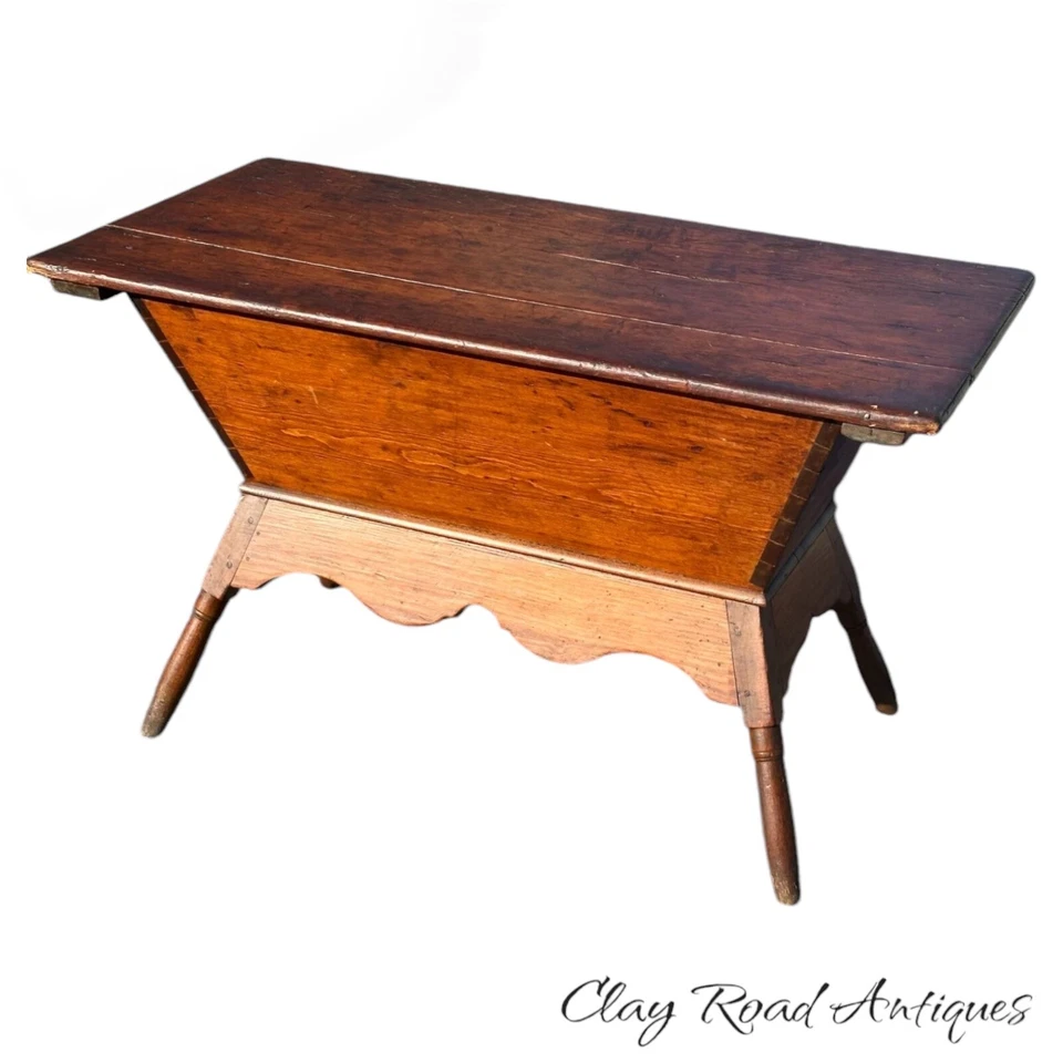 Antique Softwood Dough Table Dovetailed 1800s Sheraton Stand Primitive County - Image 1 of 4