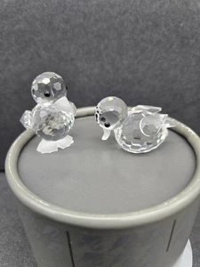 Vintage Swarovski Crystal Standing & Swimming Figurine Set Of 2 - Picture 1 of 9