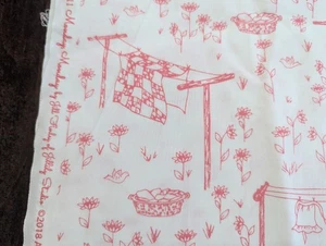 1 Yard/43" 100% Baumwolle PENNY ROSE/"Monday Monday" WÄSCHEREILINIEN ÜBERALL NEU - Bild 1 von 5