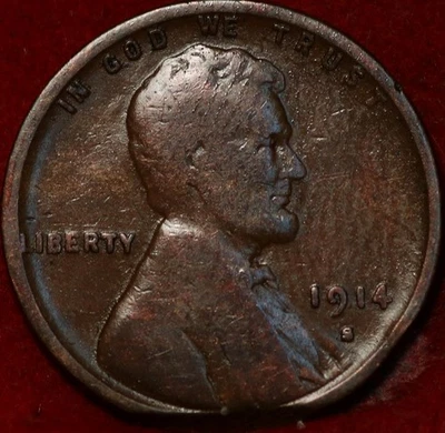 1914-S San Francisco Mint Copper Lincoln Wheat Cent - Image 1 of 2