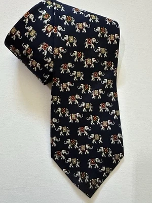 Corbata vintage Brooks Brothers fabricante estampado elefante azul marino 100 % seda corbata EE. UU. Foto 1 de 4