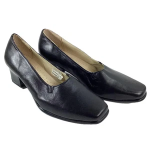 Clifford James Black Leather Slip On Block Heel Court Shoes UK 6 - Picture 1 of 7