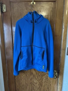 Melanzana Hard Face Hoodie Jacket Mens Medium Tall Blue Full Zip Fleece.       L - Picture 1 of 8