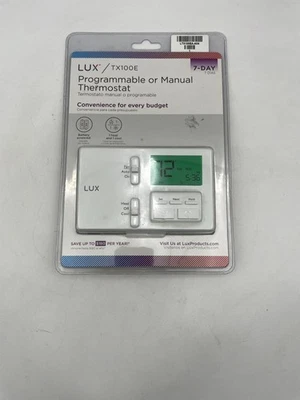 Lux LTX100E Programmable 7-Day Thermostat White Heating Cooling Backlit Digital - Image 1 of 4