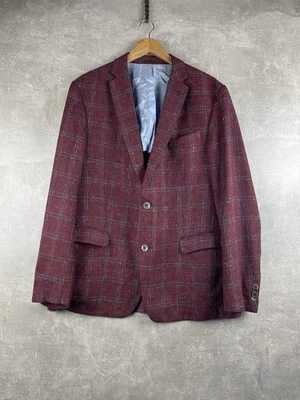 Tom Rusborg Loro Piana Red Plaid Linen Tweed Size 54 Blazer Jacket - Image 1 of 4