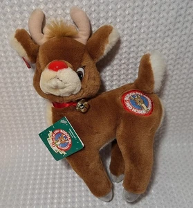 Vintage 1989 Applause Rudolph Rentier mit roter Nase Plüschtier Stofftier 50 Jahre - Bild 1 von 11