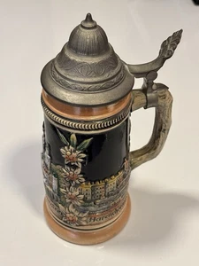 Vintage Stein Germany GERZIT GERZ Bier mit Deckel 94% Zink - Bild 1 von 5