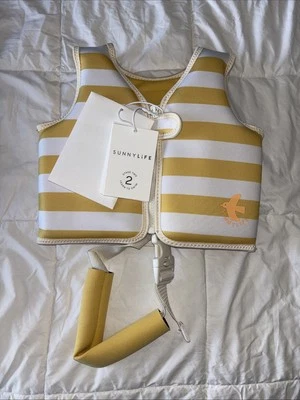 SunnyLife Kids Swim Vest 1–2 Years – Sammy The Seagull Mustard Stripe NEW