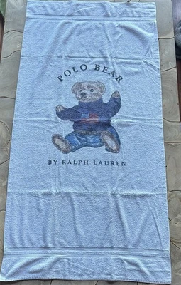 Toalha de praia vintage polo urso por Ralph Lauren 35”x66” EUA - Imagem 1 de 4