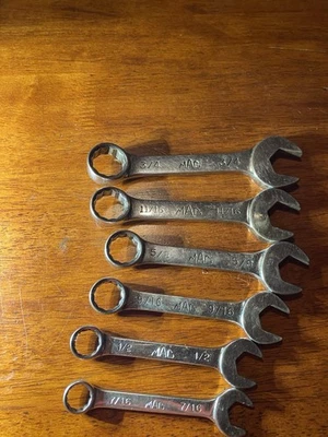 Mac Tools 6 Pc 12 Pt SAE Stubby Combination Wrench Set CS202-CS302 5/8-15/16" - Image 1 of 4