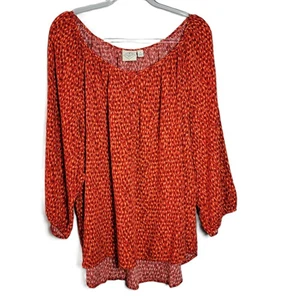 St Johns Bay Womens Top Plus Size 3X Red Orange Lightweight Boatneck - Picture 1 of 7