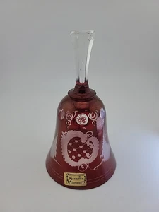 Vintage Egermann Czechoslovakia Ruby Red Cut To Clear Bohemian Crystal Bell - Picture 1 of 8