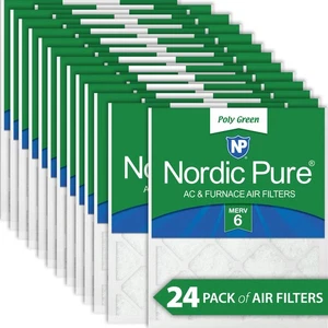 10x20x1 MERV 6 Poly Green AC Furnace Air Filter 24 Pack - Captures Dust/Pollen - Picture 1 of 7