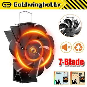 7-Blatt 1300rpm Kamin Ofen Ventilator Wärmebetrieben Leise Holz Scheit Brennstoff Sparen Öko - Bild 1 von 18