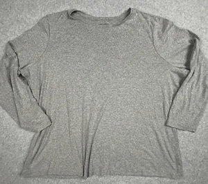 Lane Bryant Shirt Womens 26/28 Gray Long Sleeve Crew Neck Rhinestones Knit Tee - Picture 1 of 11
