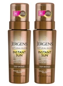 2 Jergens Natural Glow Instant Sun Sunless Tanning Mousse Deep Bronze 6 fl oz - Picture 1 of 6
