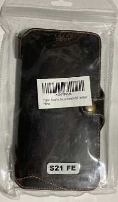 YOGURT Hecho a Mano Samsung Galaxy 21 FE Cuero Cartera Estuche ~ Cuero Aceite ~ NUEVO Foto 1 de 4