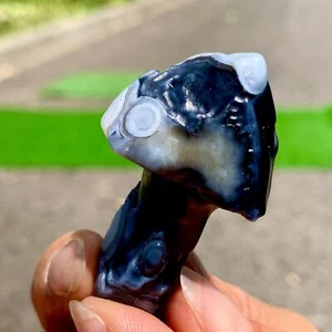 27G Top natural Gobi agate eye agate/stone carved mushroom Madagascar - Picture 1 of 24
