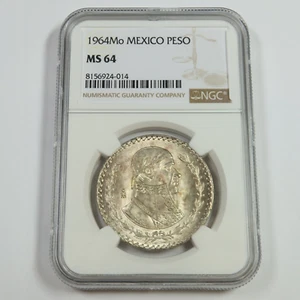 1964 Mo NGC MS64 - MEXICO - Silver Un Peso Coin #53820A - Picture 1 of 4