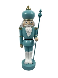 JINGLES & JOY Holiday Christmas Nutcracker Decor 13in Resin Pastel Aqua New - Picture 1 of 5