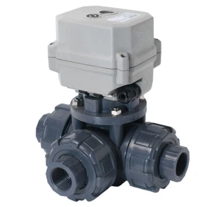 2" DN50 3 Way DC12,DC24V PVC Motorized Ball Valve,With Manual Operation - Picture 1 of 13