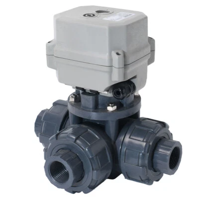 2" DN50 3 Way DC12,DC24V PVC Motorized Ball Valve,With Manual Operation - Image 1 of 4