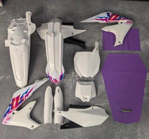Plastics + Graphics + Seat cover Yamaha YZ450F 2018-2022 YZ250F 2019-2023 Retro - Picture 1 of 11