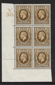 1934 1/- Photogravure Control Y36 3 No Dot perf type 5 UNMOUNTED MINT - Picture 1 of 1