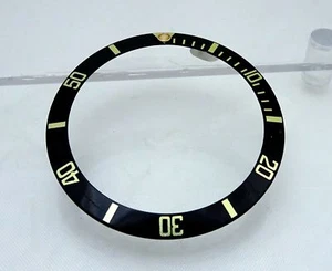 Rolex Submariner Tritium Black Gold Watch Bezel Insert Part Fat Font 16808 16613 - Picture 1 of 3
