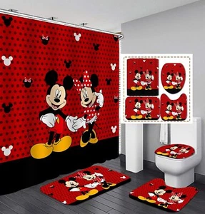 Mickey Disney Shower Curtain Set, Mickey Cartoon Toilet Seat Cover Set - Picture 1 of 1