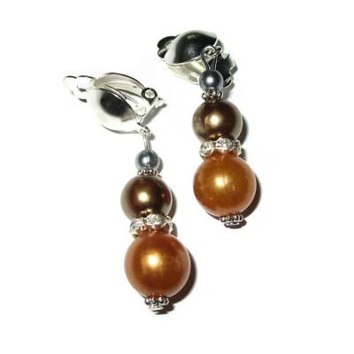 OHRCLIPS SILBERF BRAUN STRASS CLIPS - Bild 1 von 3