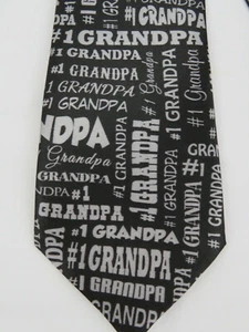 GRANDPA Neck Tie Black and Silver - NEW - Top Ties - #1 Grandpa - Picture 1 of 6