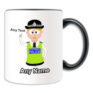 Personalisiertes Geschenk blonde Haare Polizistin Tasse Spardose Tasse PC BTP Transport Hut - Bild 1 von 21