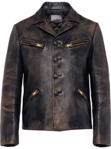 Men's Two Toned Distressed Brown Antique Style Real Leather Premium Jacket - Picture 1 of 3
