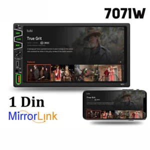 1 Din 7" Car Stereo Radio FM Wireless CarPlay Bluetooth Touch Screen Mirror Link - Picture 1 of 12