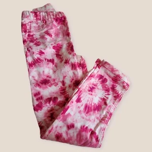 Girls Pink Tie Dye Leggings Jeggings Soft Roll Cuff Size 14/16 JJ833 - Picture 1 of 5