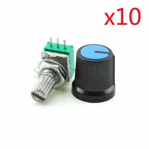 Juego de 10 amplificador de audio B100K potenciómetro sellado eje 15 mm perno de plástico de 3 pines - Imagen 1 de 3