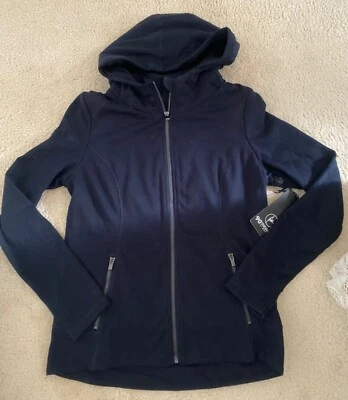 90 Degree by Reflex Ladies NAVY Faux Fur Lined LS Full ZipHooded Sweatshirt NWT - Image 1 of 4