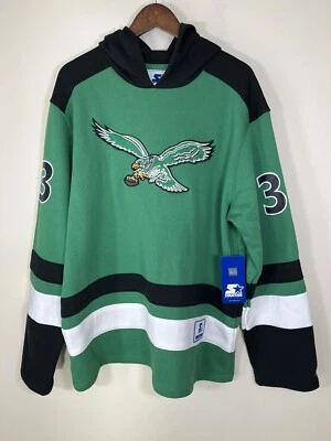 STARTER RETRO LOGO PHILADELPHIA EAGLES VINTAGE HOODIE KELLY GREEN MENS X-LARGE - Image 1 of 4