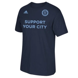 New York City FC MLS Adidas "Support Your City" Graphic Men's Navy Blue T-Shirt - Picture 1 of 1