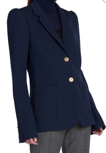 Nuovo Blazer Donna Fendi Cashmere Manica Puff Manica $2790 Navy 40 It 4 USA Italia