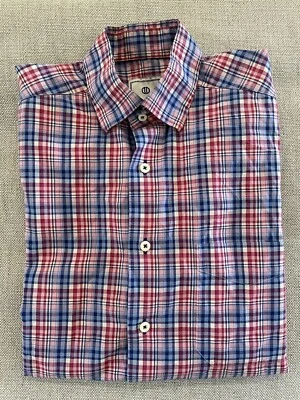 David Donahue Multi-Color Check Print Spread Collar Sport Shirt Size S $155 - Image 1 of 4