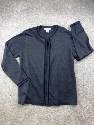 Daine Von Fursten Silk Assets Cardigan Women's Medium Black Shimmer Silk Open - Image 1 of 4