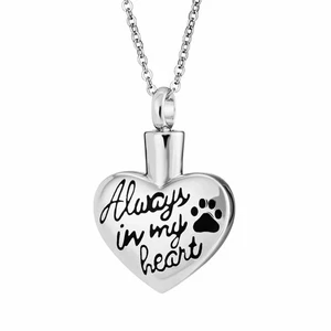 Always in my Heart Locket Urn Necklace Pet Keepsake Jewelry For Ashes, With Tool - Picture 1 of 3