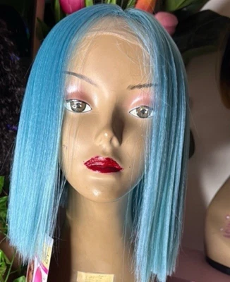 Motown Tress HD Lace Part Salon Touch Wig Teal Blue Blunt Cut w/Baby Hair NEW - Image 1 of 4