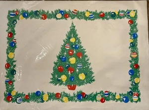 Vintage Weihnachten Tischsets Set 15 Neu aus altem Lagerbestand 11"x15" Schilf Deko Weihnachtsbaum - Bild 1 von 3