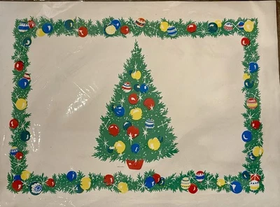 VINTAGE Christmas Placemats Set 15 NOS 11"x15" Reeds Decorative Christmas Tree - Image 1 of 3