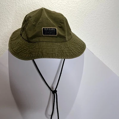 Шляпа мужская Rip Curl дробилка оливково-зеленая тканая значок широкополая для серфинга рыбалки - Изображение 1 из 4