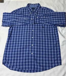 Camisa con botones Chaps para hombre talla M fácil cuidado manga larga cuadros multicolores - Imagen 1 de 7