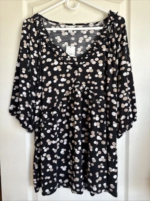 Cato Black White & Tan Polka Dot Top Ruffled Neckline Plus Size 22 / 24 NEW NWT - Image 1 of 4
